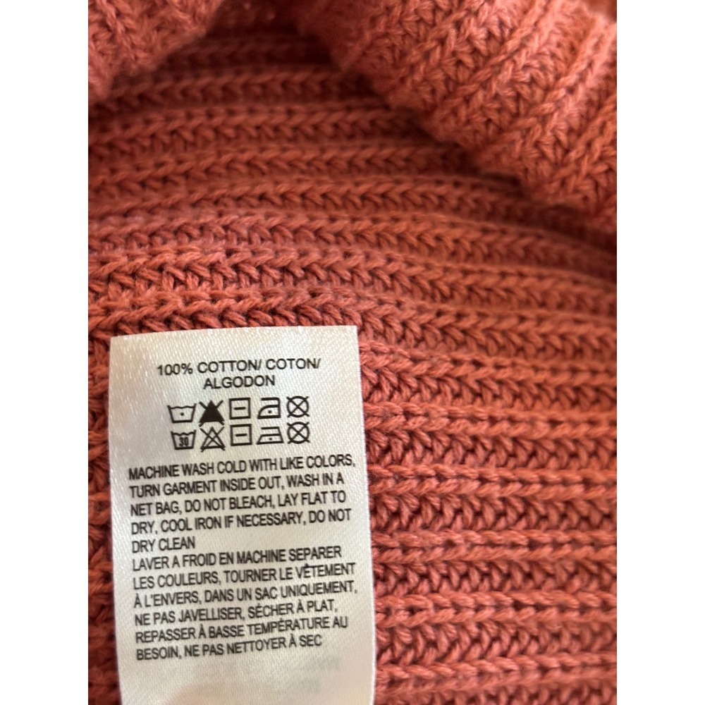 Lucky Brand Womens Terracotta Rust Cotton Shaker‎ Knit Lace Up Back Sweater - Picture 7 of 8